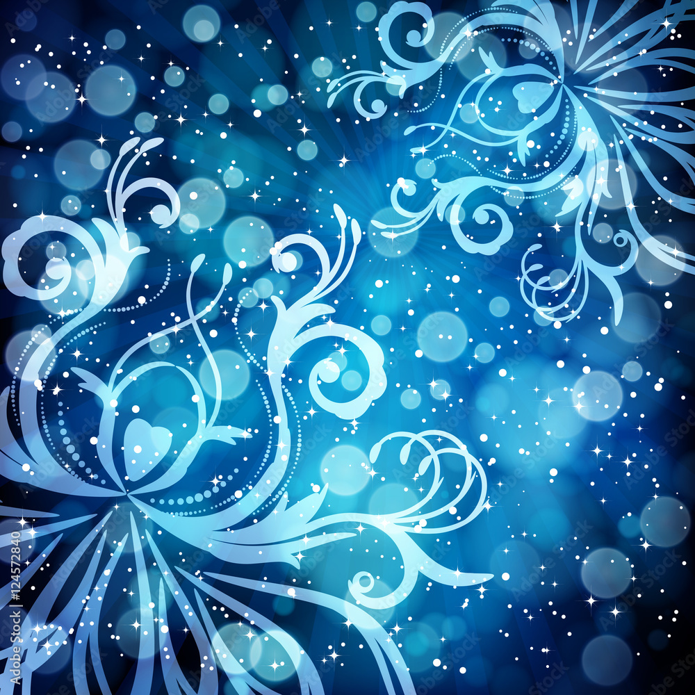 Abstract floral pattern on a blue background. Abstract floral pattern on a blue background.