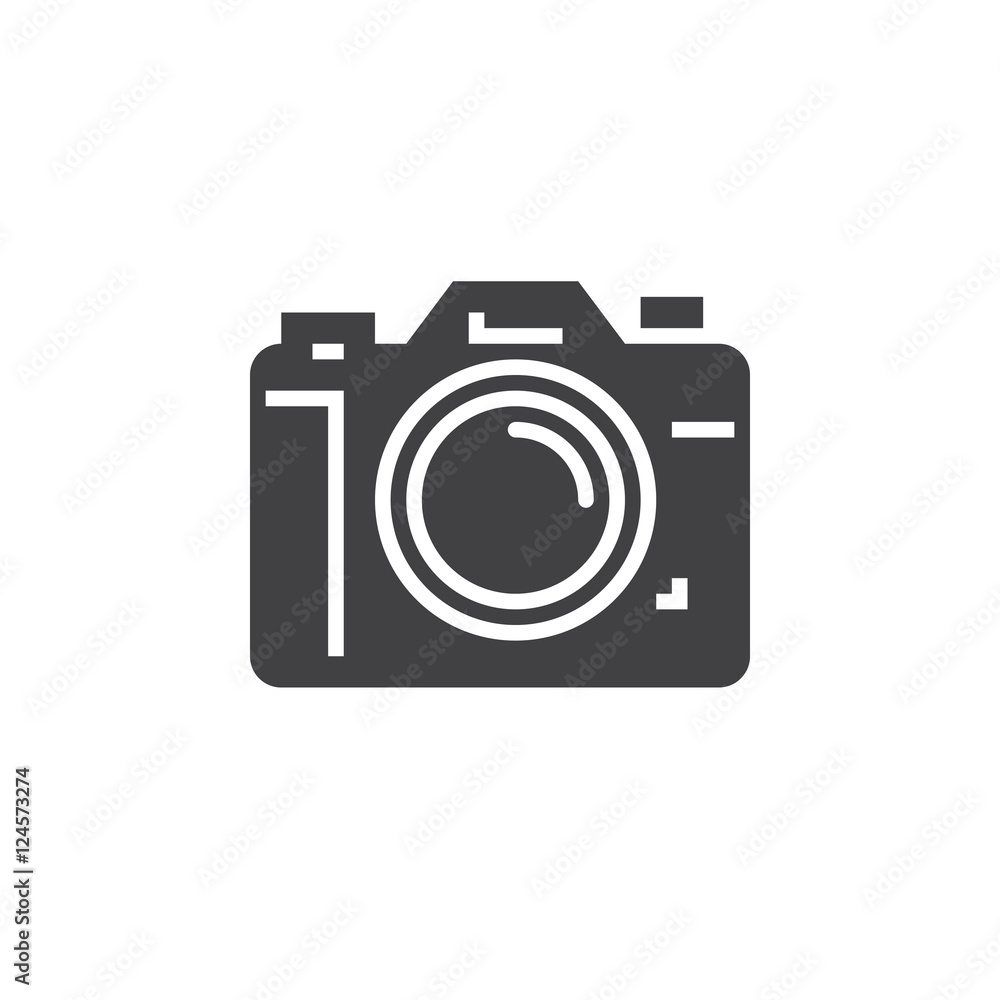 Photo camera icon vector, solid logo illustration, pictogram isolated on white