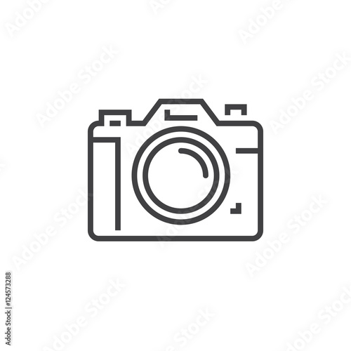 Photo camera line icon, outline vector logo illustration, linear pictogram isolated on white