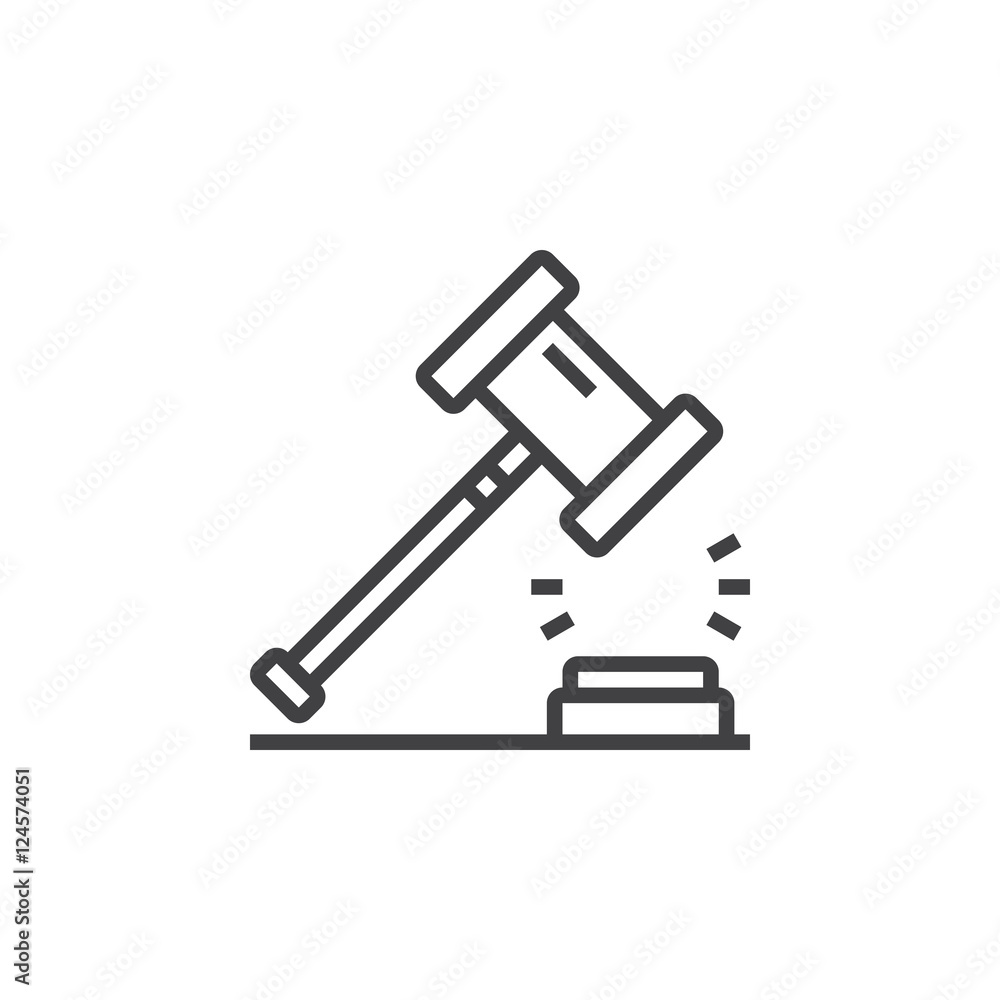 Law symbol. Gavel line icon, outline vector logo illustration, linear pictogram isolated on white Law symbol. Gavel line icon, outline vector logo illustration, linear pictogram isolated on white