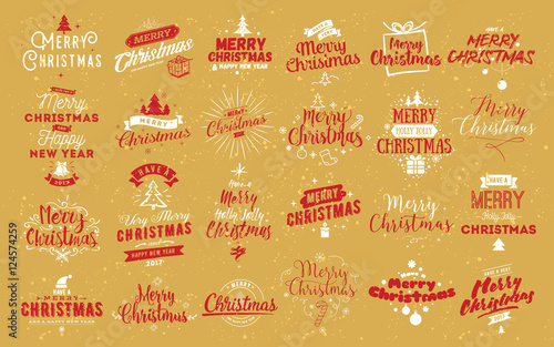 Merry Christmas typographic emblems set.