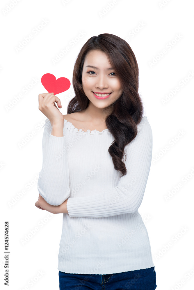 Portrait of attractive asian smiling woman isolated on white stu Portrait of attractive asian smiling woman isolated on white stu
