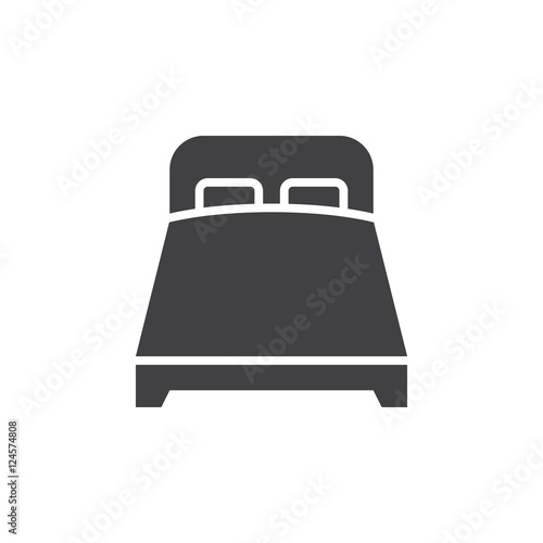 double bed icon vector, solid logo illustration, pictogram isolated on white