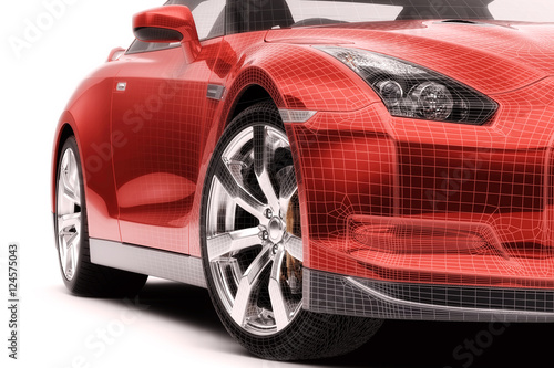 Just a red car (wireframe)