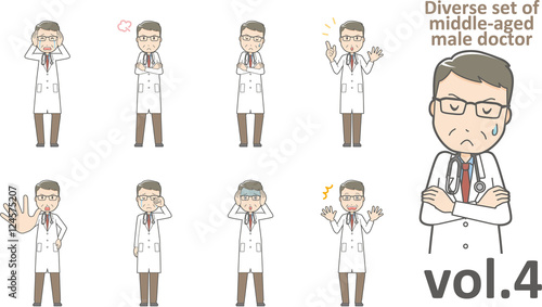 Diverse set of middle-aged male doctor,EPS10 vector format vol.4