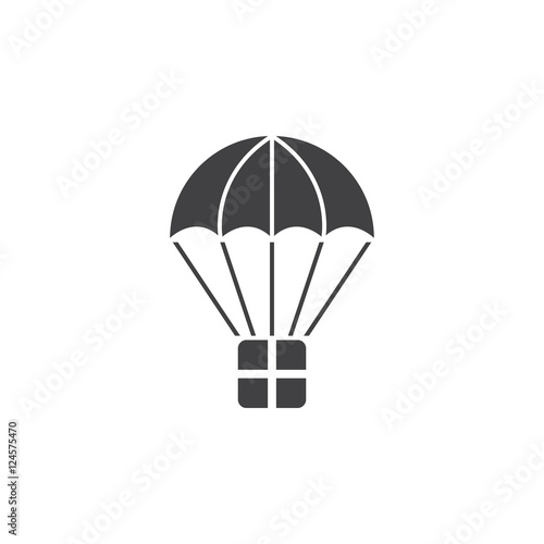 delivery service symbol. package with parachute icon vector, solid logo illustration, pictogram isolated on white