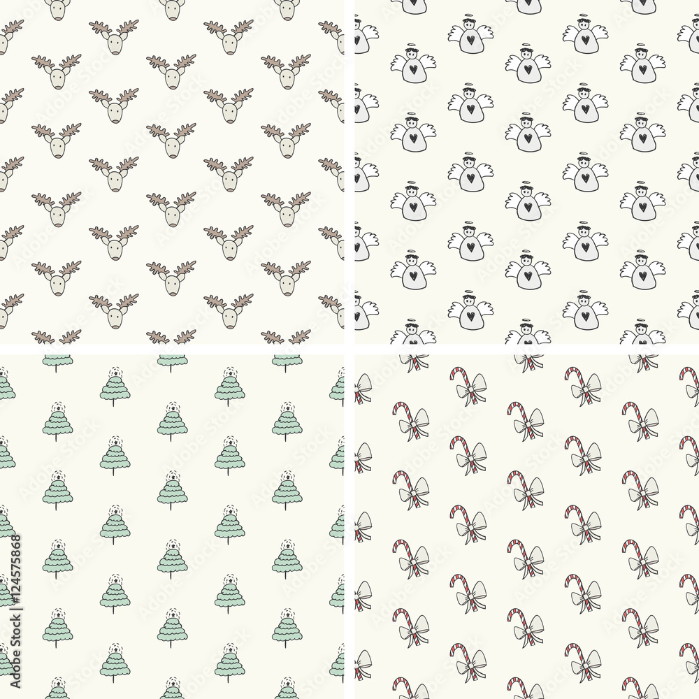 Hand Drawn Christmas Seamless Pattern Collection
