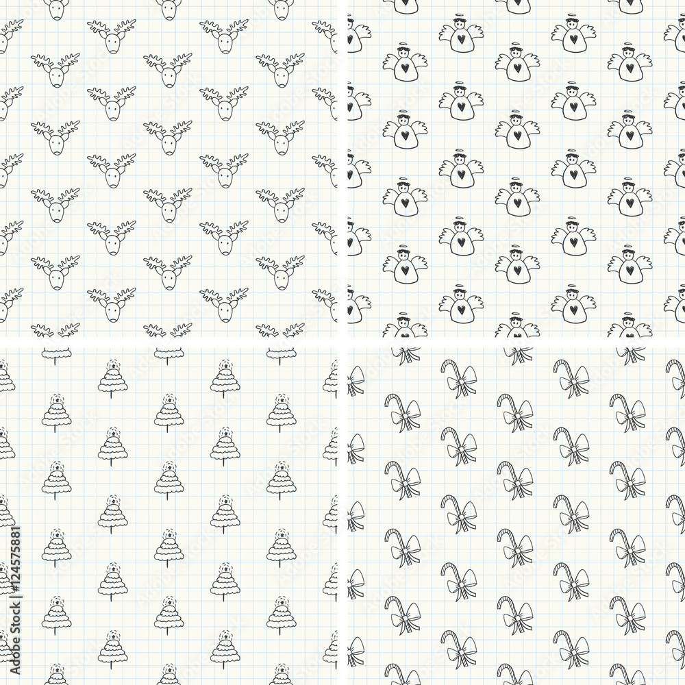 Hand Drawn Christmas Seamless Pattern Collection Hand Drawn Christmas Seamless Pattern Collection