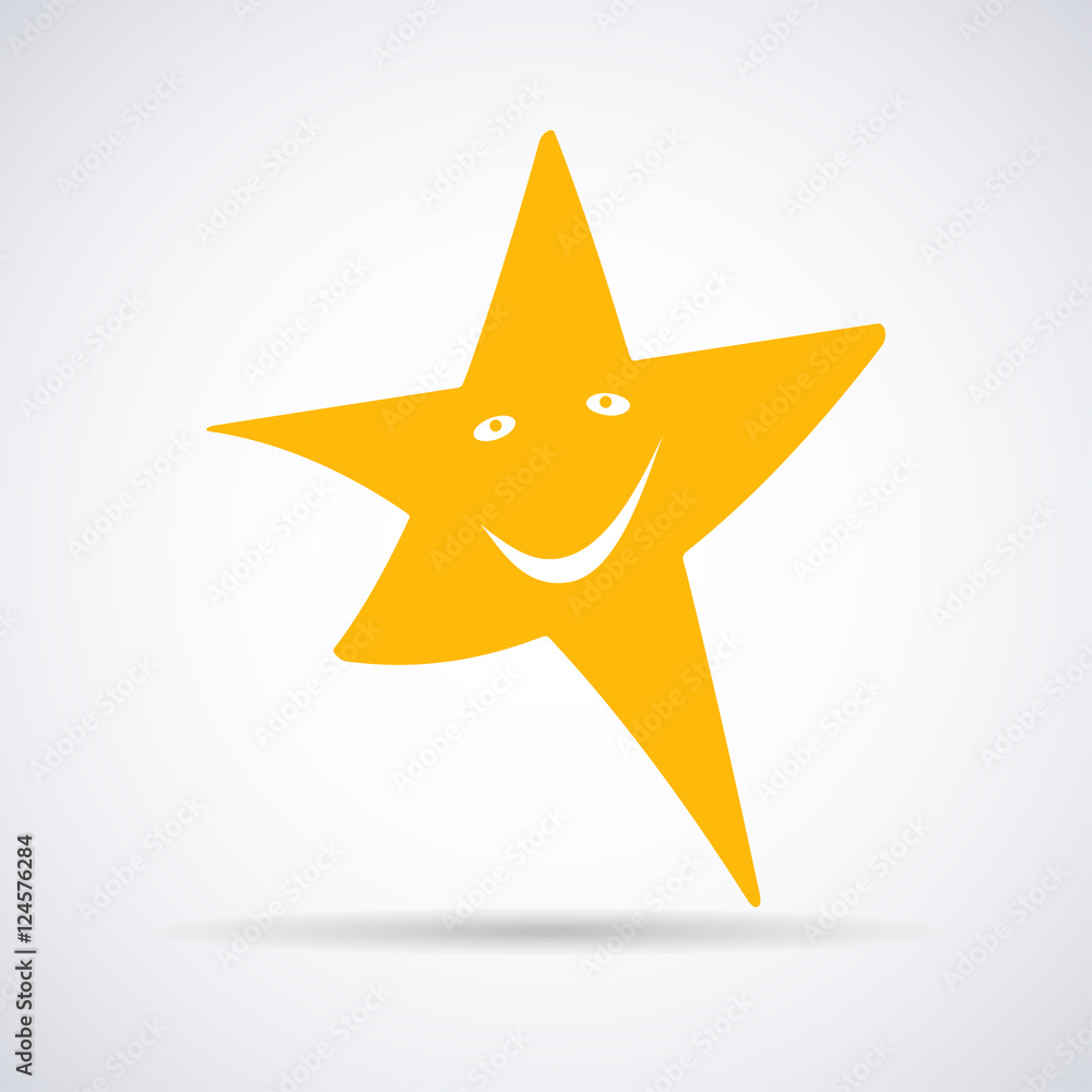 Gold star, icon on a white background with a shadow, stylish vector illustration Gold star, icon on a white background with a shadow, stylish vector illustration