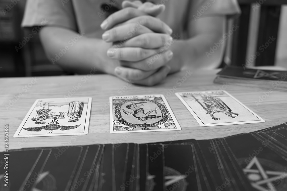 Fortune teller a tarot card monochrome effect. Fortune teller a tarot card monochrome effect.