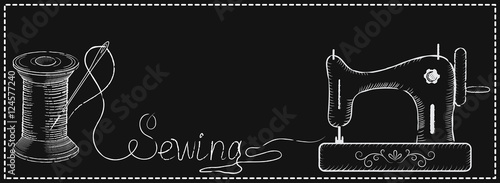 Decorative retro frame for advertising signs of fashion sewing w