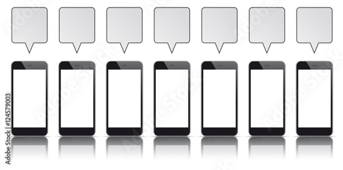 7 Black Smartphones Quadratic Speech Bubbles