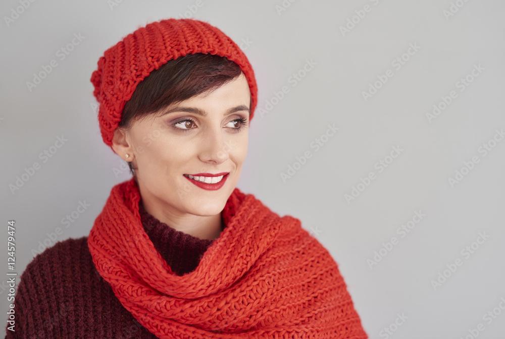 Attractive woman looking at empty space Attractive woman looking at empty space