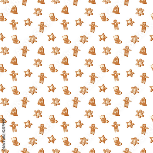 Christmas cookie seamless pattern vector icon