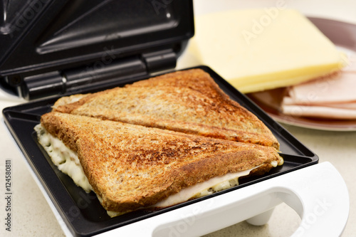 toasted sandwiches in a sandwich toaster