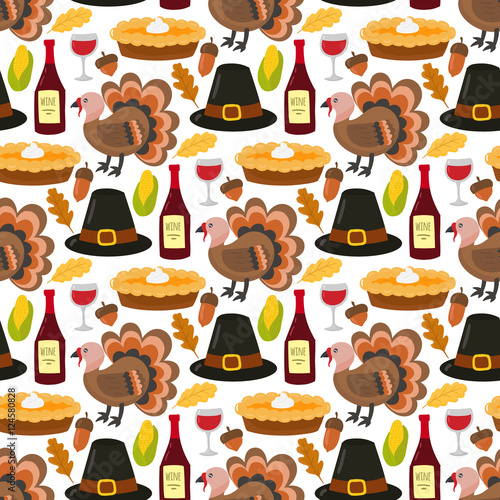 Happy Thanksgiving Day seamless pattern vector.