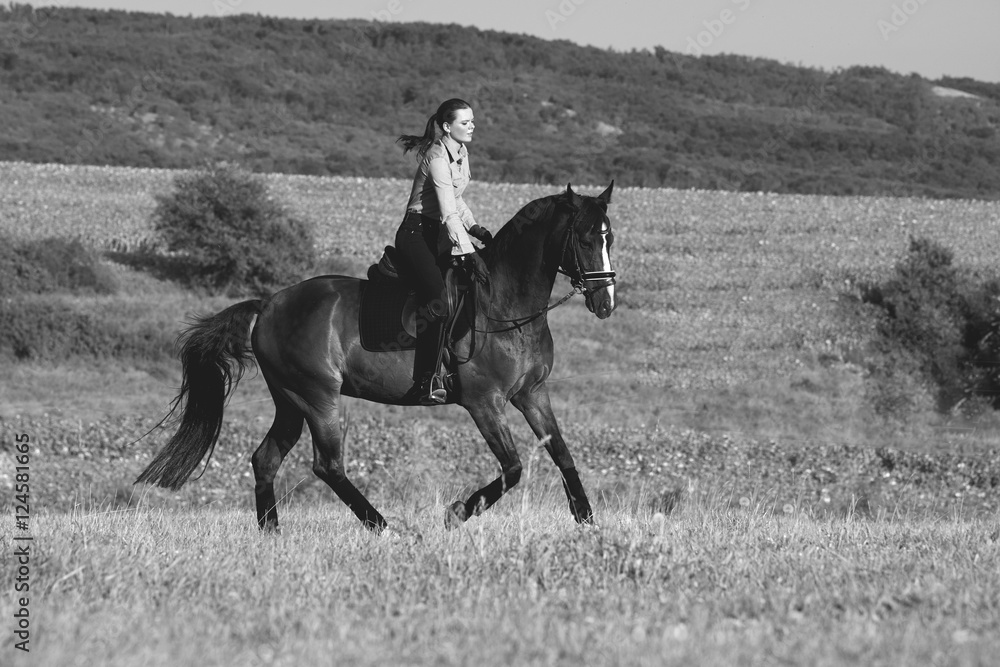 Enjoying horseback riding in nature