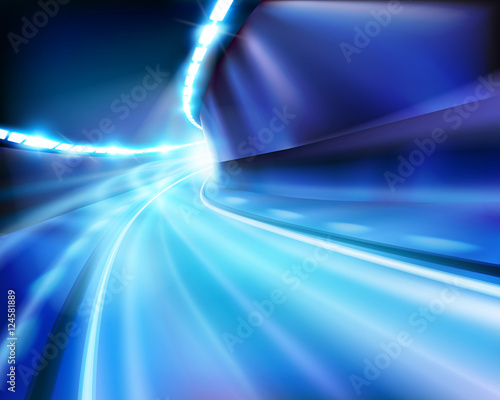 Illuminated tunnel. Vector illustration.