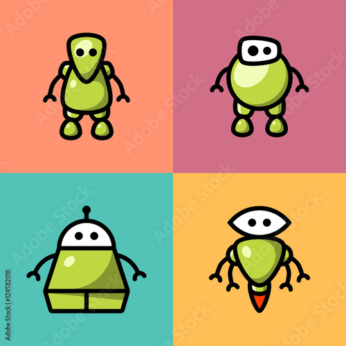 Collection of different cute vector robots