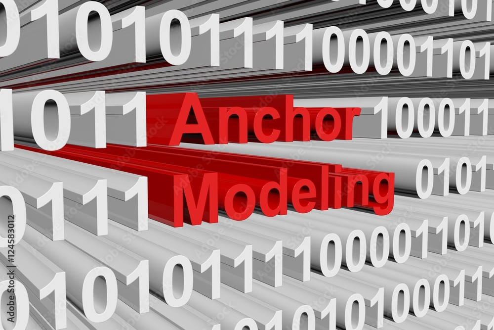 Anchor modeling in the form of binary code, 3D illustration