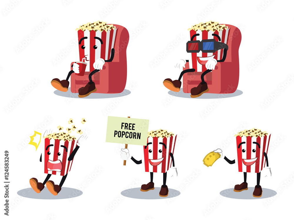 popcorn man cartoon set Stock Vector Adobe Stock