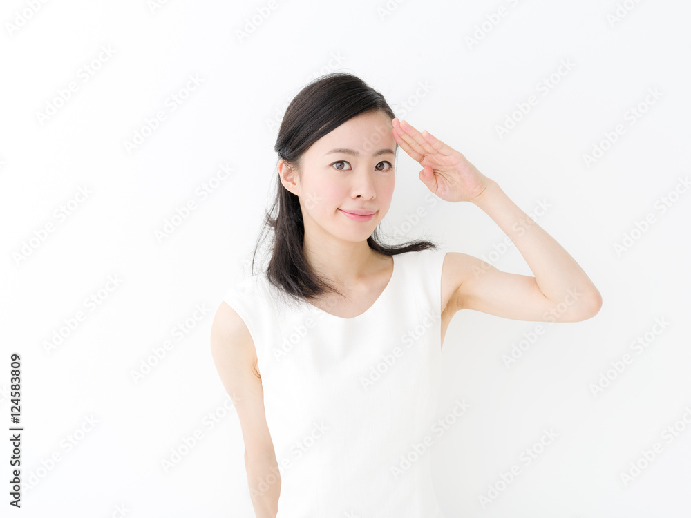 敬礼・若い女性 敬礼・若い女性