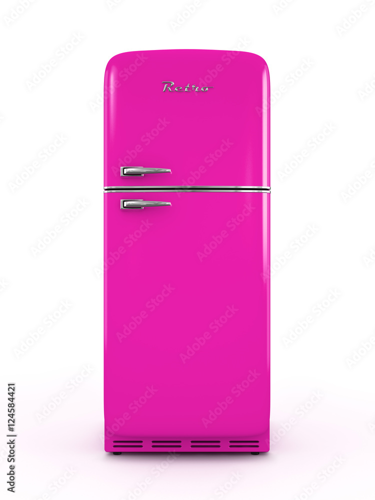 Retro fridge isolated on white background 3D rendering Retro fridge isolated on white background 3D rendering