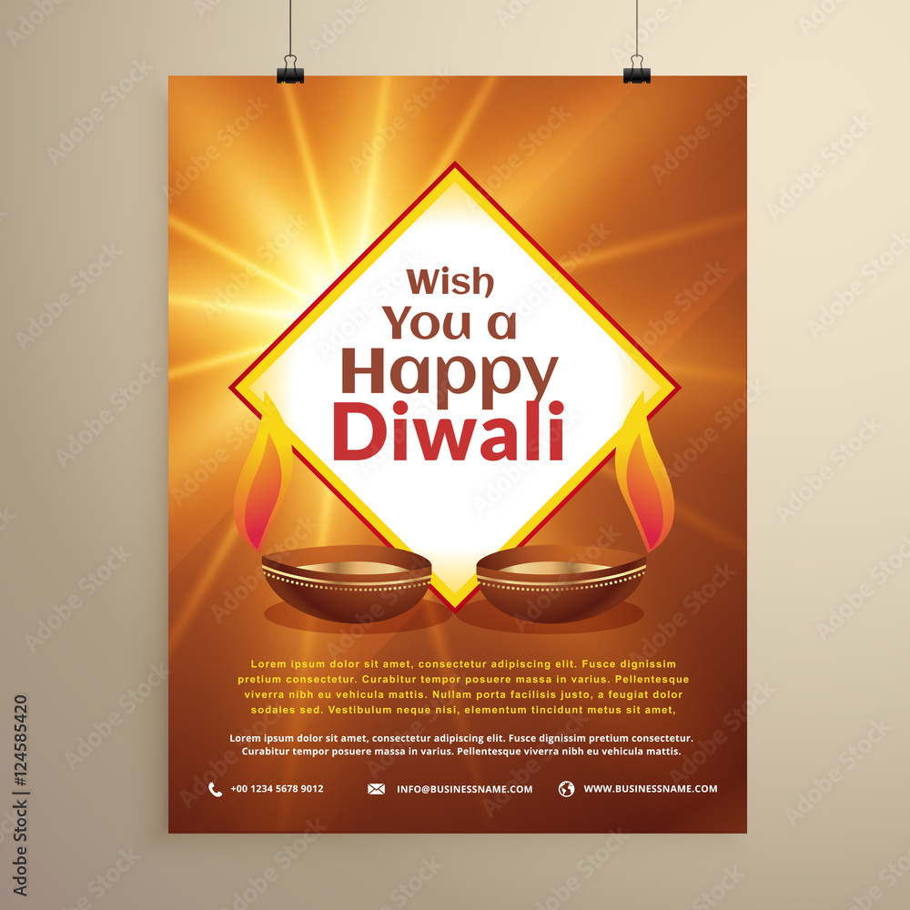 indian festival of happy diwali greeting card flyer template Stock ...