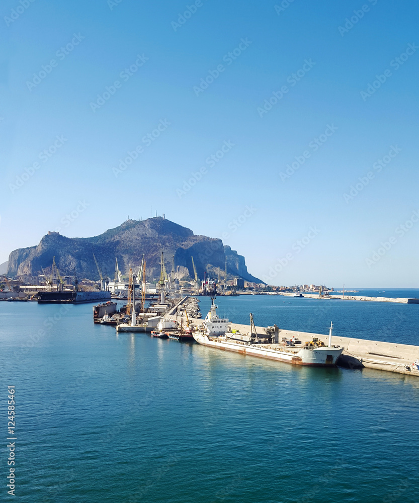 Palermo shipyard and Pellegrino mount in the back