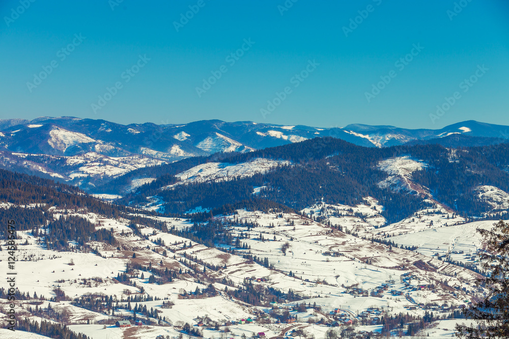 beautiful winter mountains, skiing resort