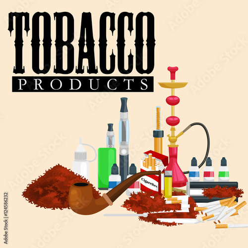 Smoking tobacco products icons set with cigarettes hookah cigars lighter isolated vector illustration