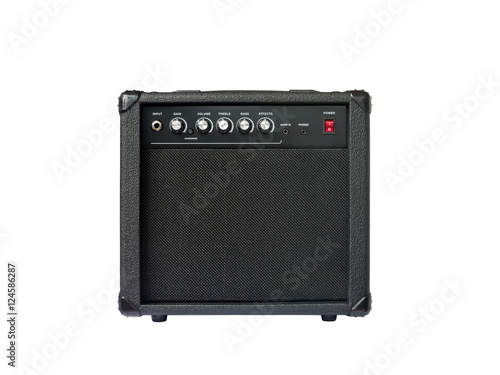 Small guitar amplifier isolated on white background