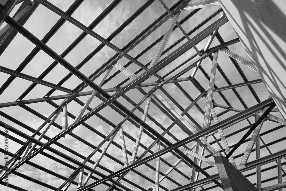Structure of steel roof. Structure of steel roof.