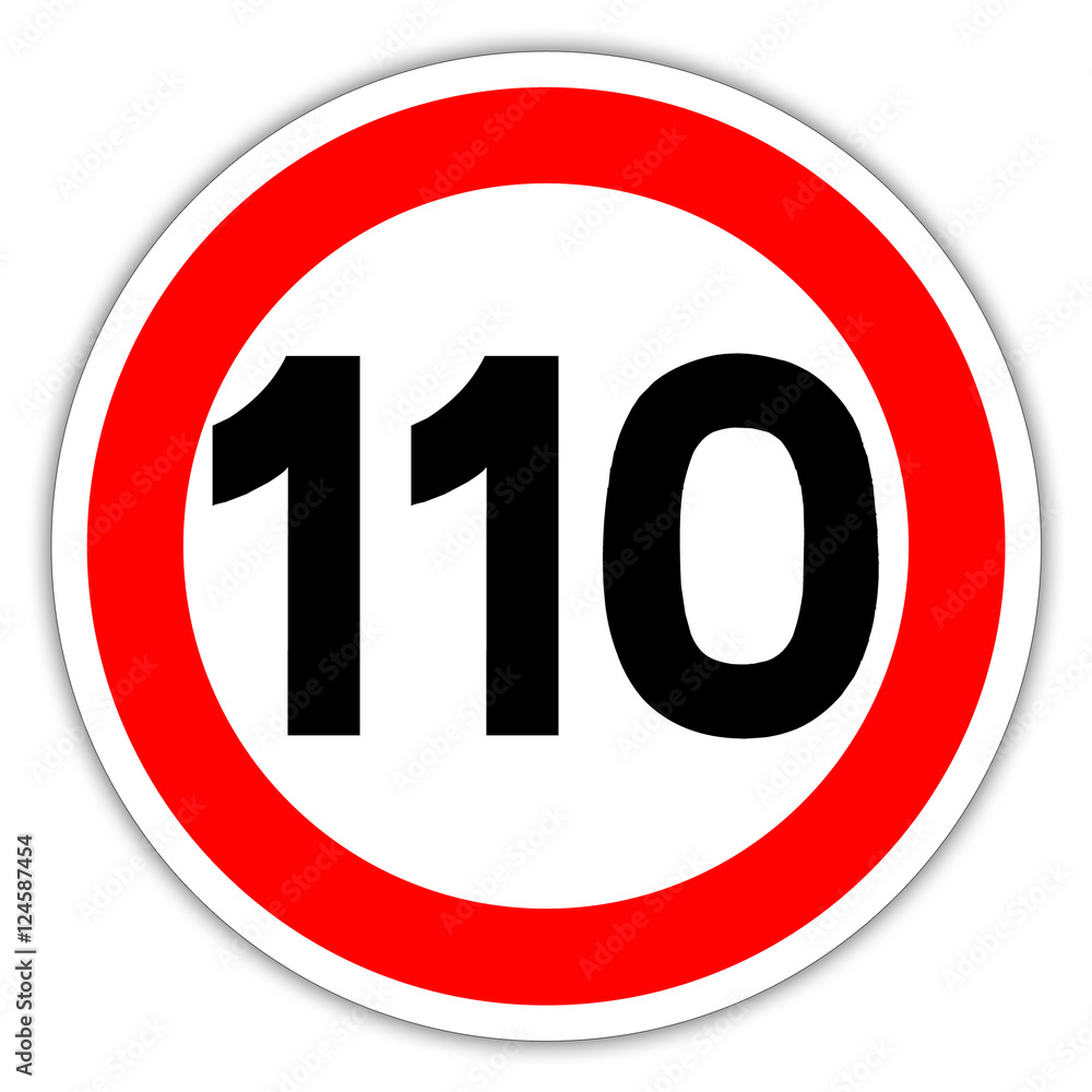 Panneau routier en France : limite de vitesse à 110 km/h Panneau routier en France : limite de vitesse à 110 km/h