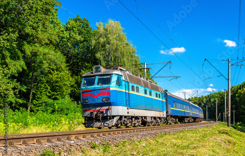 Passenger train in Kiev Region of Ukraine