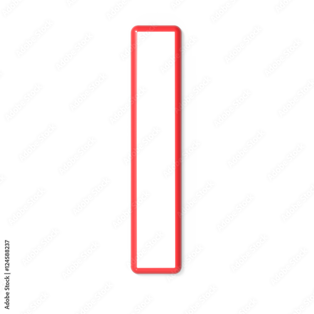 3d white letter I with red frame 3d white letter I with red frame