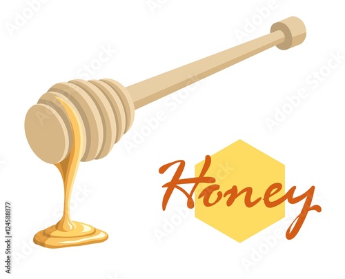 Dipper stick with dripping honey