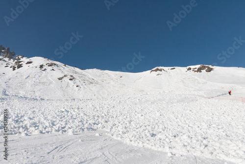 Avalanche ski run slope boulders covered © matousekfoto