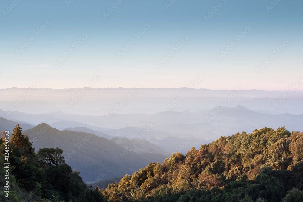 View of Doi Inthanon National Park at Chiang mai. The top highest mountain of Thailand, Landscape Chiang mai.
