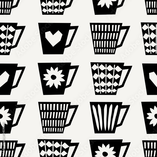 Seamless Coffee Cups Pattern