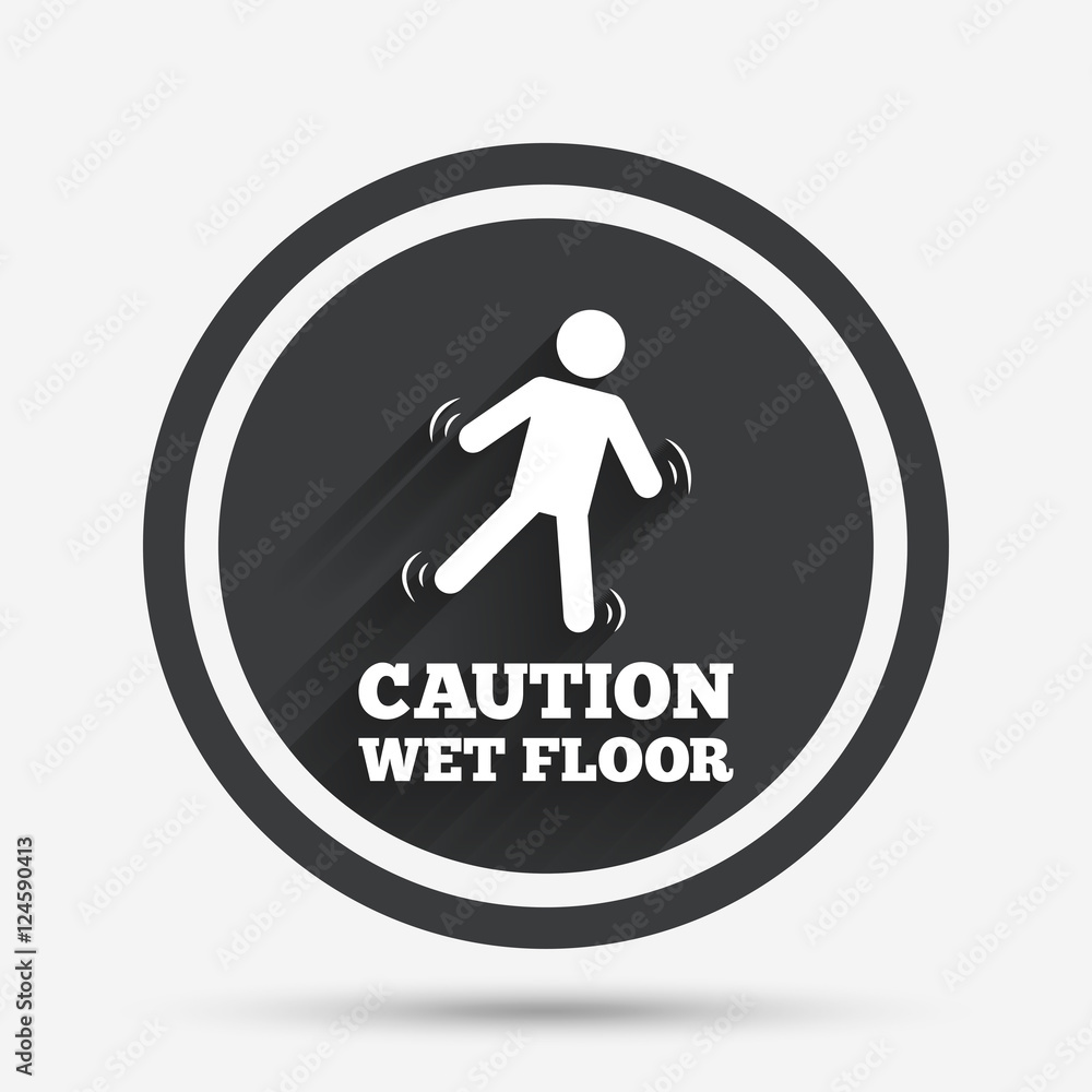 Caution wet floor icon. Human falling symbol. Caution wet floor icon. Human falling symbol.