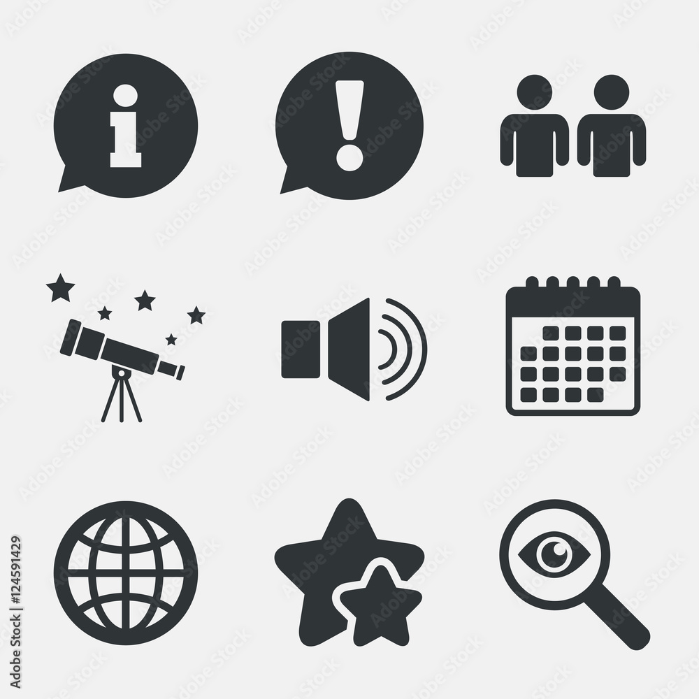 Information sign and group. Communication icons. Information sign and group. Communication icons.