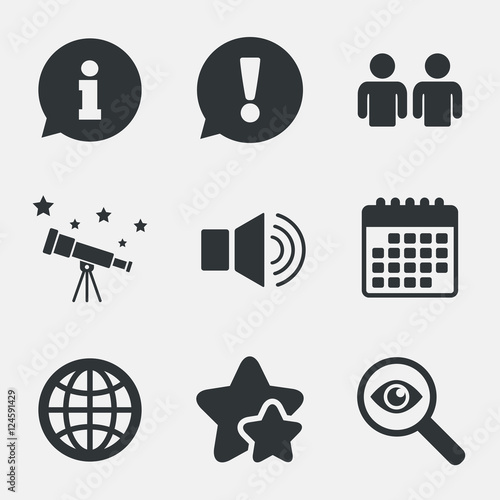 Information sign and group. Communication icons.