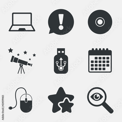 Notebook pc and Usb flash drive stick icons.