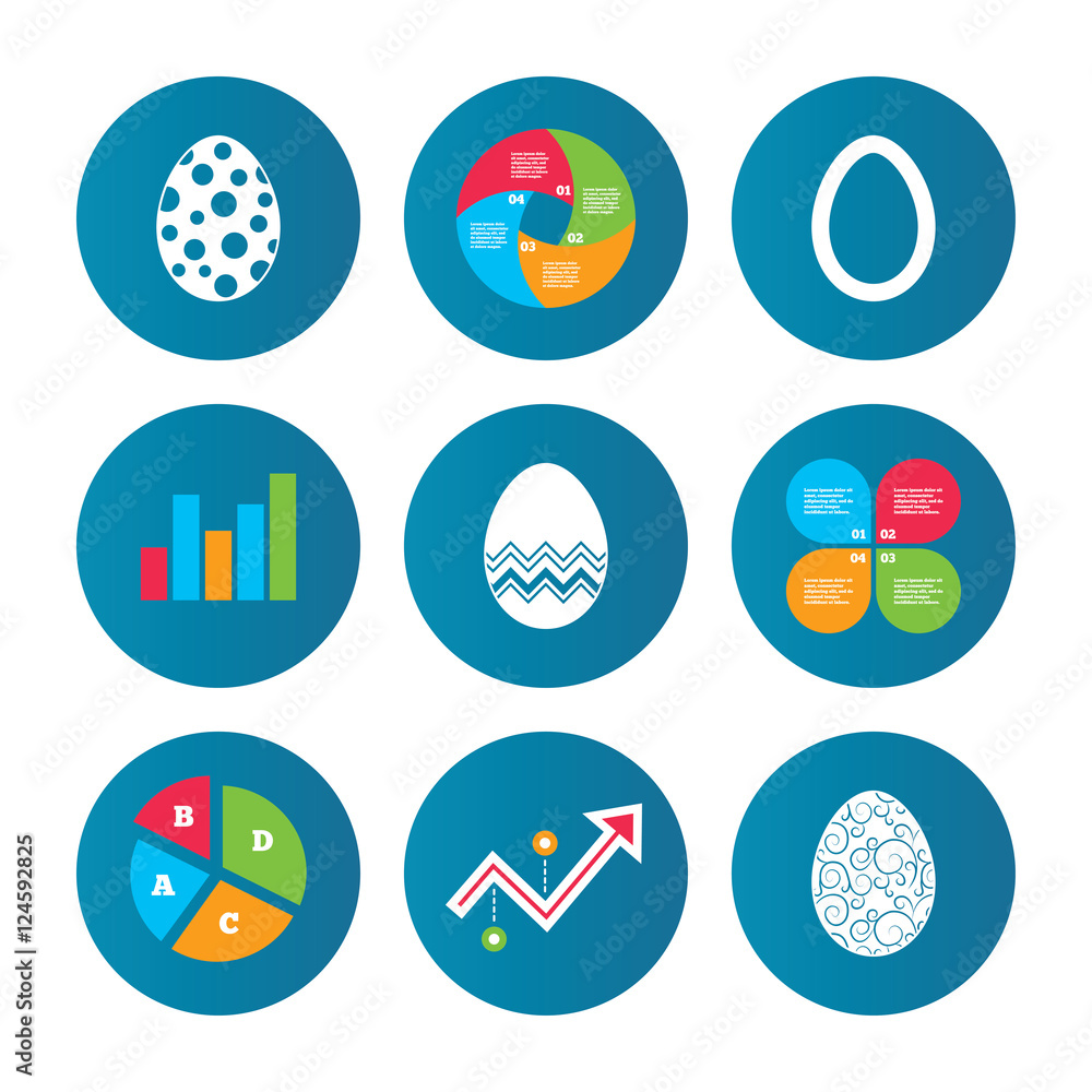 Fototapeta premium Easter eggs signs. Circles and floral patterns.