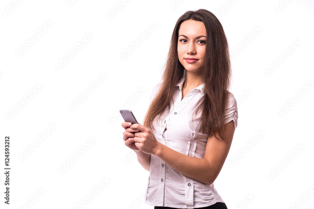 Office girl texting on phone Office girl texting on phone