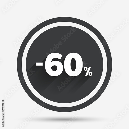 60 percent discount sign icon. Sale symbol.