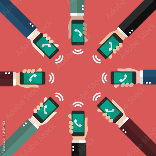 Conference call in flat style