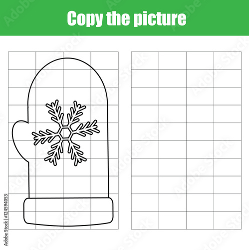 Grid copy children educational game, printable drawing kids activity