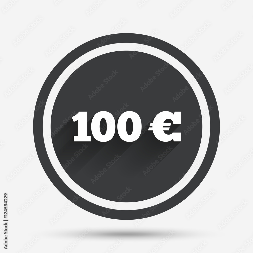 100 Euro sign icon. EUR currency symbol. 100 Euro sign icon. EUR currency symbol.